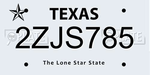 2ZJS785 Texas License Plate