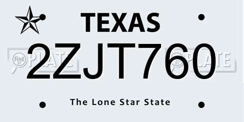 2ZJT760 Texas License Plate