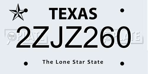 2ZJZ260 Texas License Plate