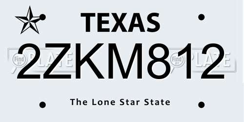 2ZKM812 Texas License Plate
