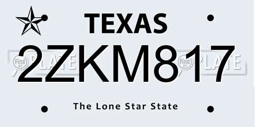 2ZKM817 Texas License Plate