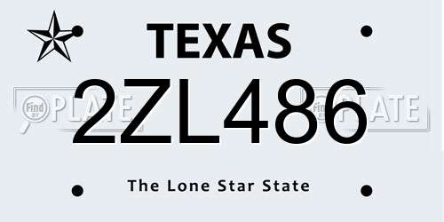 2ZL486 Texas License Plate