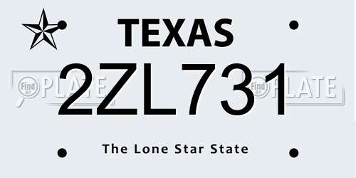 2ZL731 Texas License Plate
