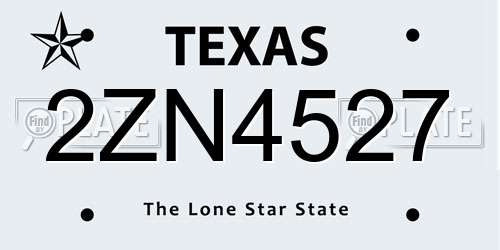 2ZN4527 Texas License Plate