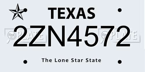 2ZN4572 Texas License Plate