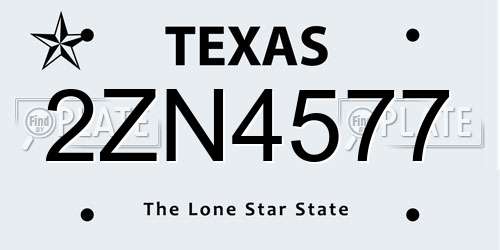 2ZN4577 Texas License Plate