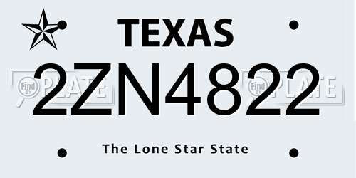 2ZN4822 Texas License Plate