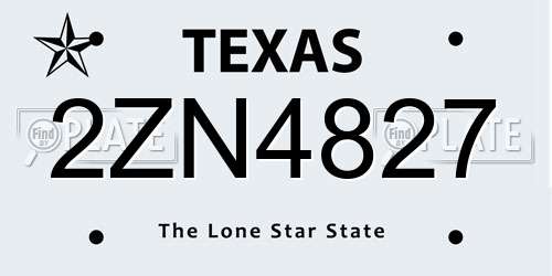 2ZN4827 Texas License Plate