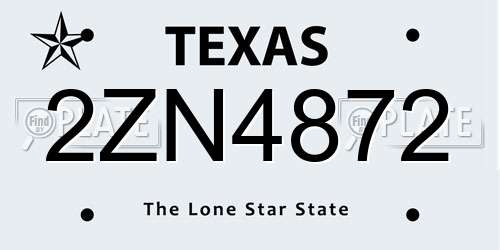 2ZN4872 Texas License Plate