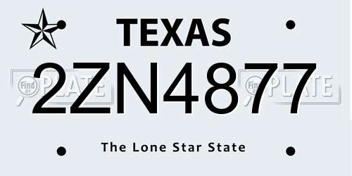 2ZN4877 Texas License Plate