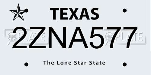 2ZNA577 Texas License Plate