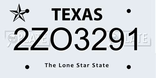 2ZO3291 Texas License Plate
