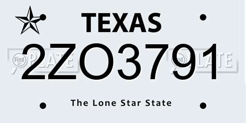 2ZO3791 Texas License Plate