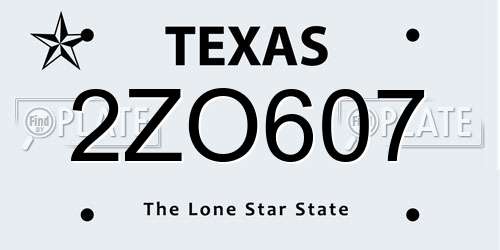 2ZO607 Texas License Plate