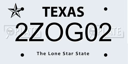 2ZOG02 Texas License Plate
