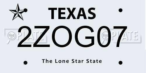 2ZOG07 Texas License Plate