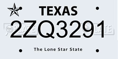 2ZQ3291 Texas License Plate