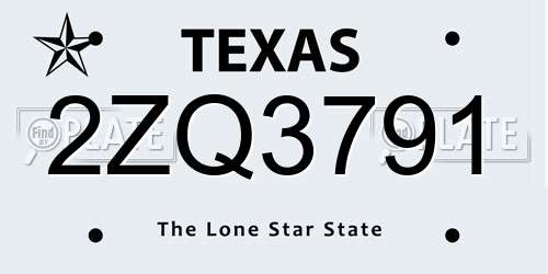 2ZQ3791 Texas License Plate