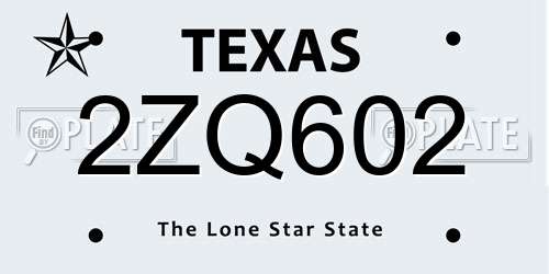 2ZQ602 Texas License Plate