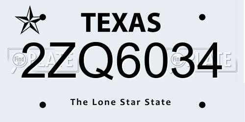 2ZQ6034 Texas License Plate