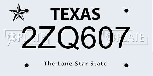 2ZQ607 Texas License Plate