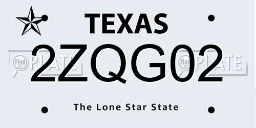 2ZQG02 Texas License Plate