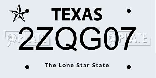 2ZQG07 Texas License Plate