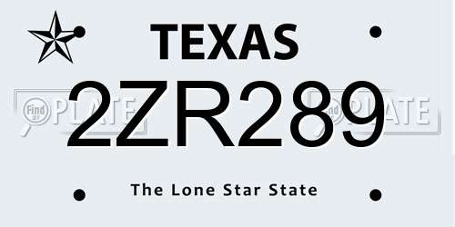 2ZR289 Texas License Plate