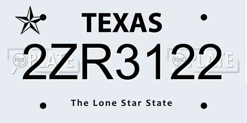 2ZR3122 Texas License Plate