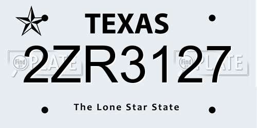 2ZR3127 Texas License Plate