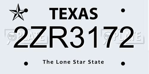 2ZR3172 Texas License Plate