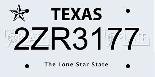 2ZR3177 Texas License Plate
