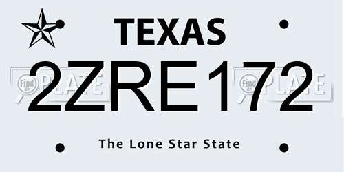 2ZRE172 Texas License Plate