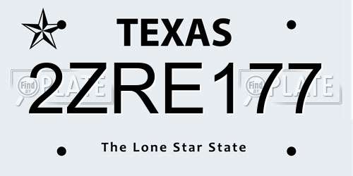 2ZRE177 Texas License Plate