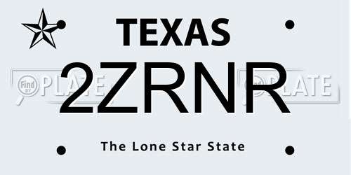 2ZRNR Texas License Plate