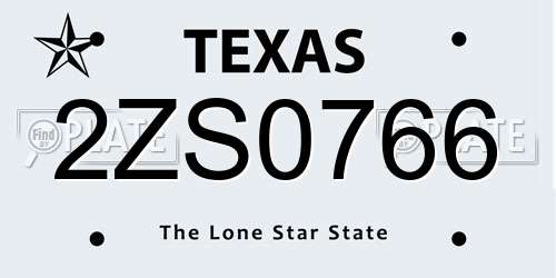 2ZS0766 Texas License Plate