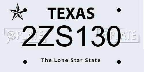 2ZS130 Texas License Plate