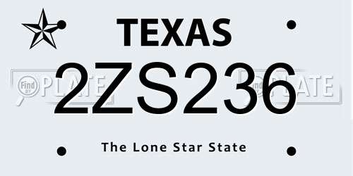 2ZS236 Texas License Plate