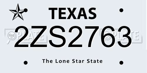 2ZS2763 Texas License Plate