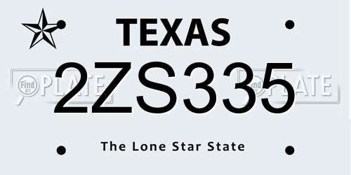 2ZS335 Texas License Plate