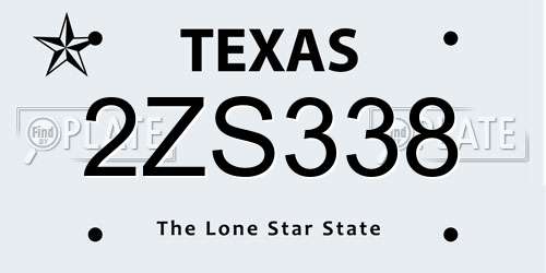 2ZS338 Texas License Plate
