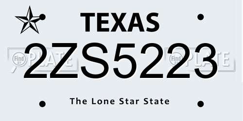2ZS5223 Texas License Plate