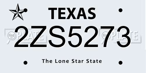 2ZS5273 Texas License Plate
