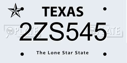 2ZS545 Texas License Plate
