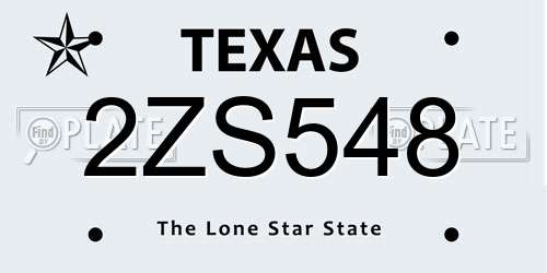 2ZS548 Texas License Plate
