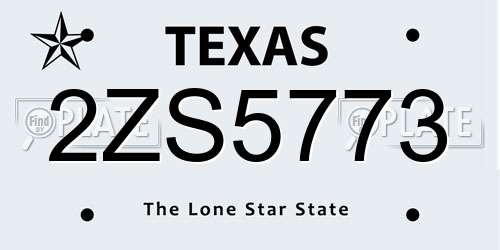 2ZS5773 Texas License Plate