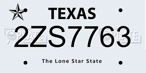 2ZS7763 Texas License Plate