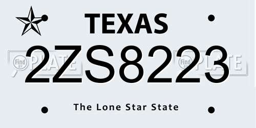 2ZS8223 Texas License Plate
