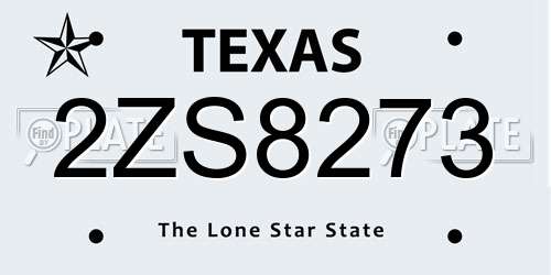 2ZS8273 Texas License Plate