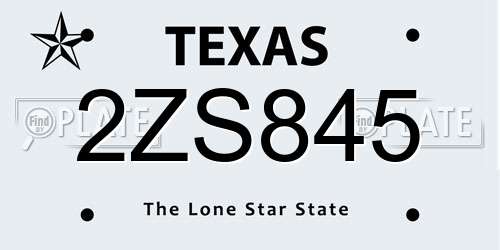 2ZS845 Texas License Plate